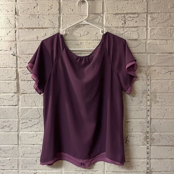 Ann Taylor Loft Purple Ruffle Blouse M - Picture 7 of 11